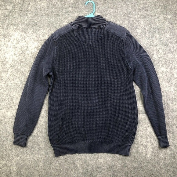 Tommy Bahama 1/4 Zip Mockneck Knit Sweater 100% Cotton Blue Fisherman - Picture 9 of 9